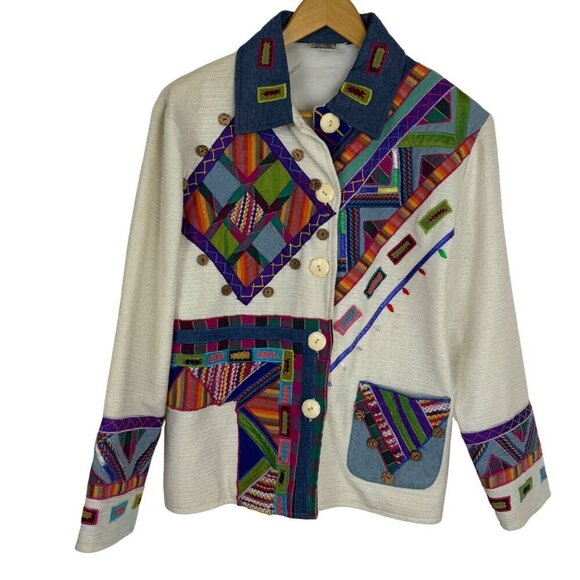 Parsley & Sage Jackets & Blazers - Parsley & Sage Novelty Small Multicolor Mixed Media Cotton Jacket Patchwork GUC
